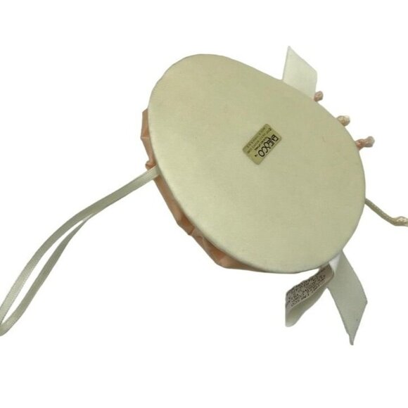 Vintage 80s Porcelain Girl Baby Doll 1987 Enesco Peach Mom Pin Cushion Stand - Picture 3 of 9